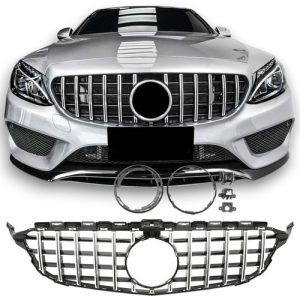 Mercedes Benz W205 C205 C-osztály 2014-2021 króm - fekete hűtőrács Panamerica AMG GT stílusban