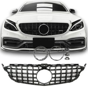 Mercedes Benz W205 C205 C-osztály 2014-2021 lakkozott fekete hűtőrács Panamerica AMG GT stílusban