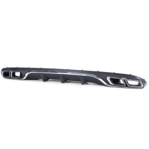Mercedes Benz W213 2016-2020 Standard hátsó lökhárítóhoz E63AMG stílusú matt fekete hátsó diffúzor króm kipufogó végekkel