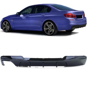 BMW F10 M-packet lökhárítóba M Performance stílusú lakkozott fekete műanyag diffúzor bal oldai 2csöves
