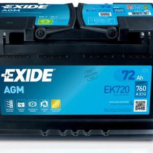 Exide AGM Start-Stop EK720 12V Akkumulátor 72Ah 760A Indítóáram Jobb+