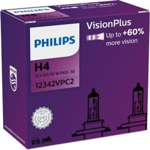 Philips H4 VisionPlus +60% DUO BOX halogén izzó 12342VPC2