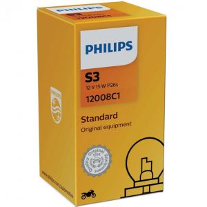 Philips S3 P26s 15W Original Vision 12V motorkerékpár halogén izzó +30% 12008C1